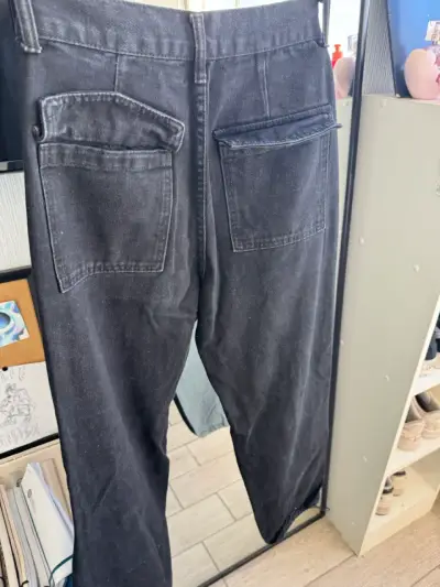 Jeans unisex azul claro con paneles oscuros - miniatura 2