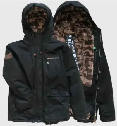 Parka negra con capucha chiporro Interior - miniatura 1