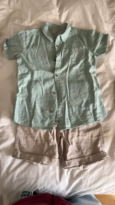 Camisa verde Tribu de lino para niño - miniatura 1