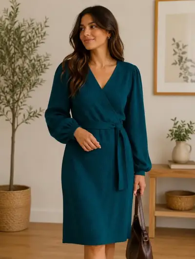 Vestido cruzado elegante para mujer - miniatura 1