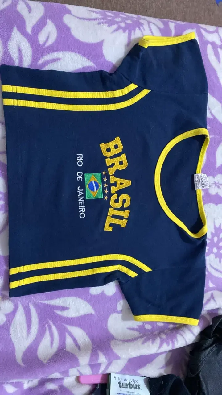 Polera Brasil Rio de Janeiro azul y amarilla - 1