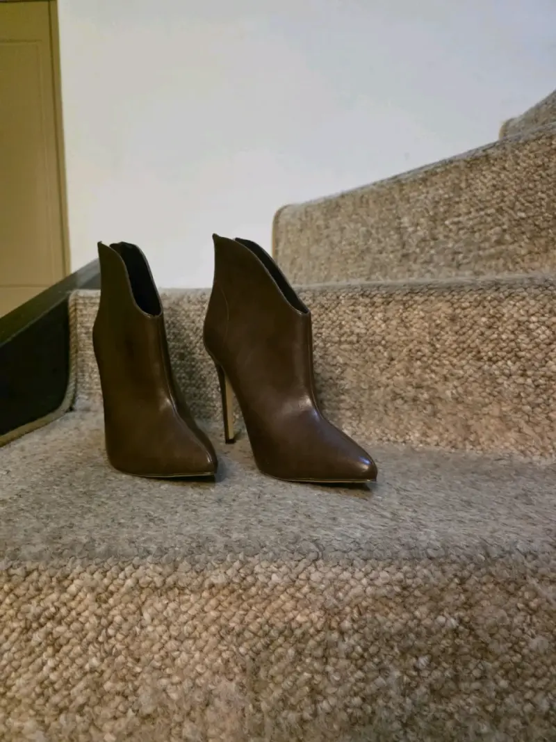 Botines LOSLANDIFEN de cuero marrón con tacón alto - 2