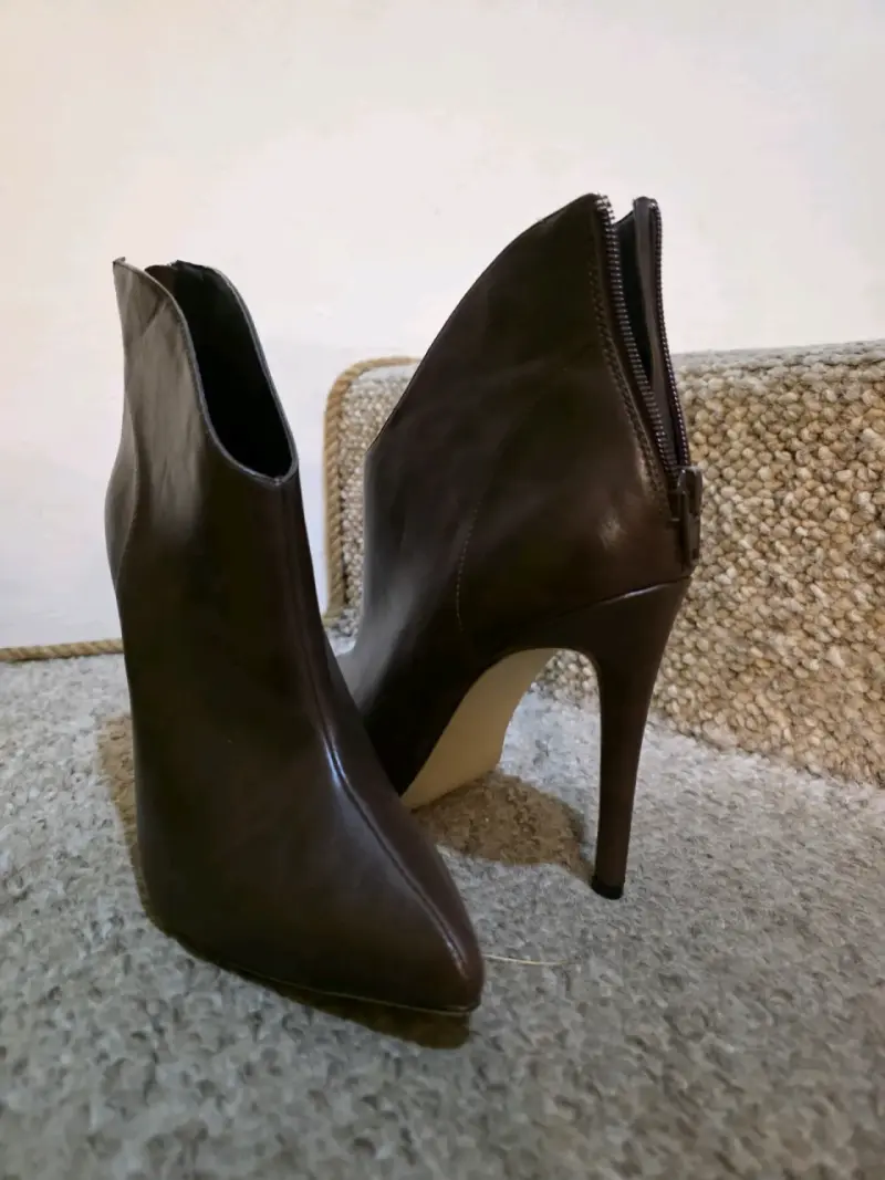 Botines LOSLANDIFEN de cuero marrón con tacón alto - 4