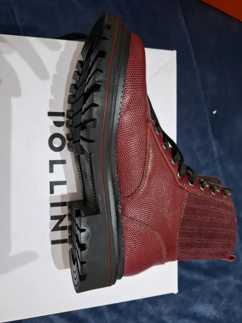 Botas rojas de cuero con cordones - 6