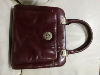 Cartera vintage de cuero burdeo elegante - miniatura 5