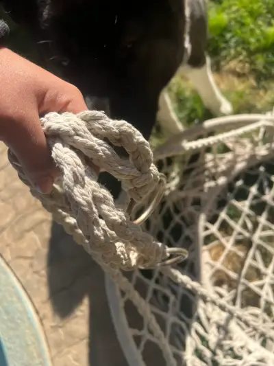 Columpio colgante de macramé beige - miniatura 2