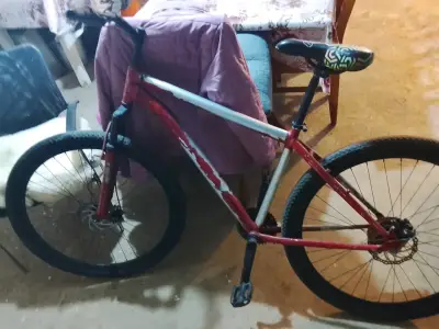 Bicicleta de montaña roja y blanca - miniatura 1