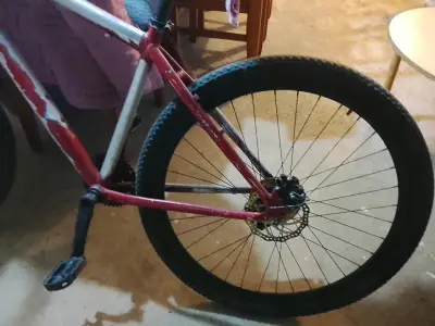 Bicicleta de montaña roja y blanca - miniatura 3