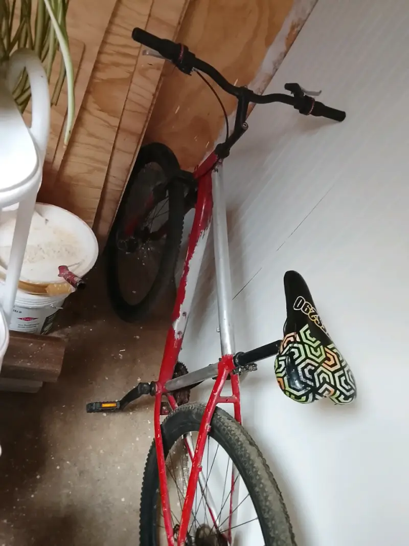 Bicicleta de montaña roja y blanca - 4