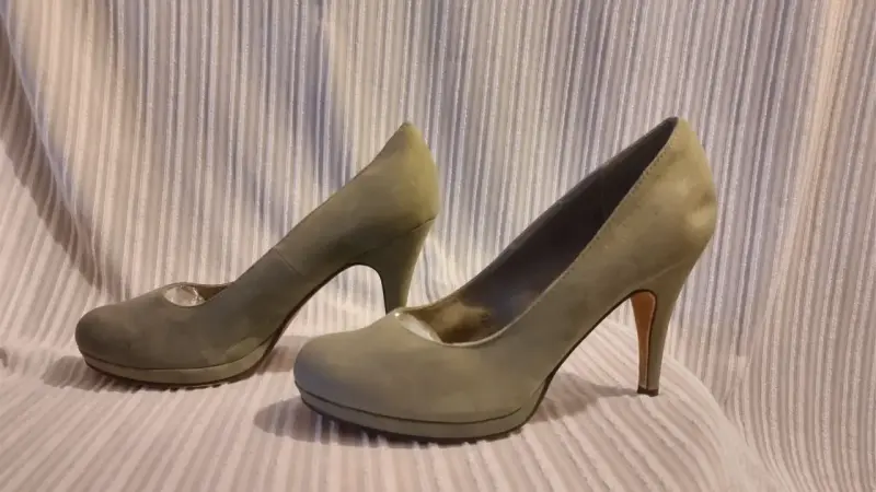 Tacones altos de CUERO gamuza beige TALLA 39 - 1