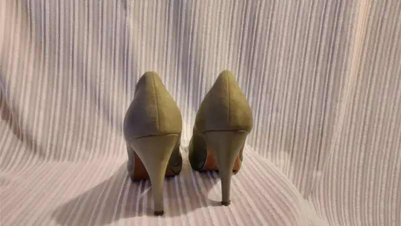 Tacones altos de CUERO gamuza beige TALLA 39 - 2