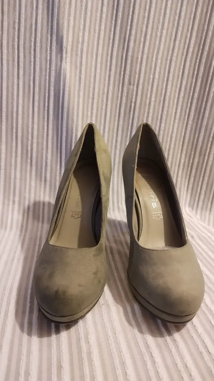 Tacones altos de CUERO gamuza beige TALLA 39 - 3