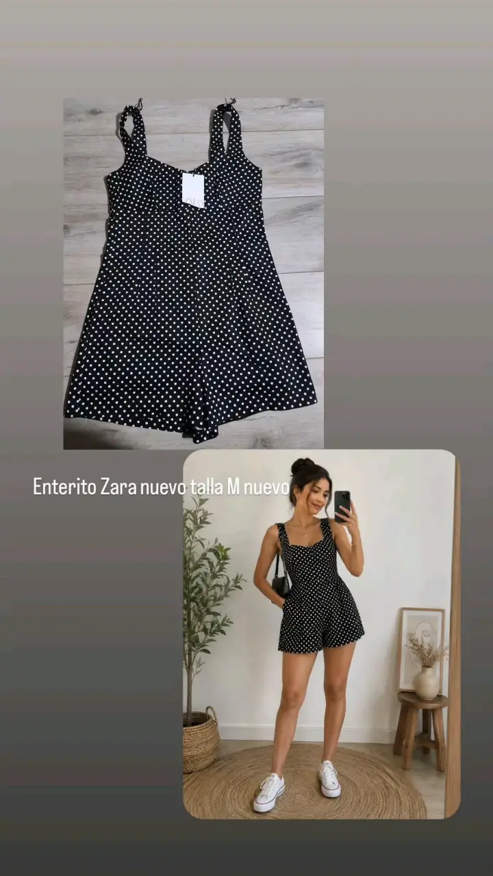 Enterito Zara negro con lunares talla M