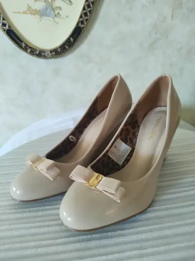 Zapatos de tacón beige con lazo Marie Claire T.37 - miniatura 2