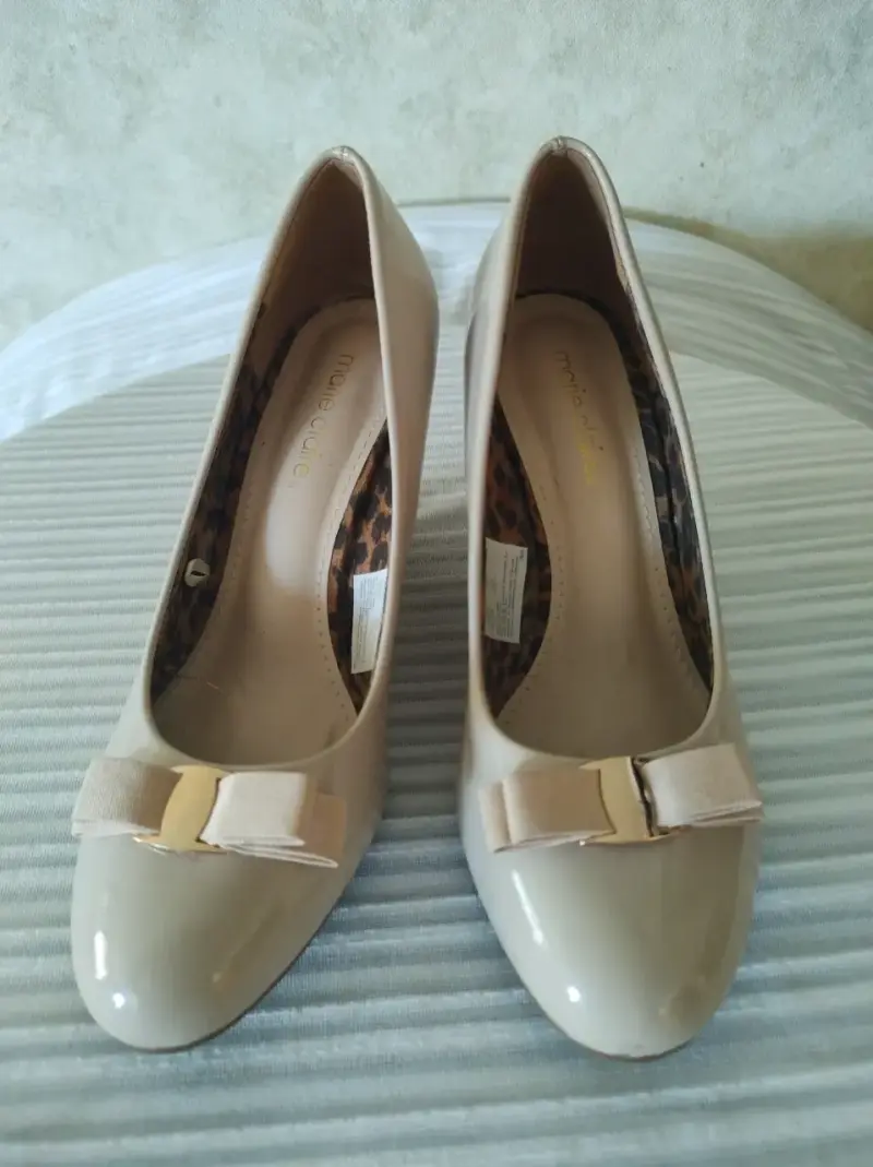 Zapatos de tacón beige con lazo Marie Claire T.37 - 3