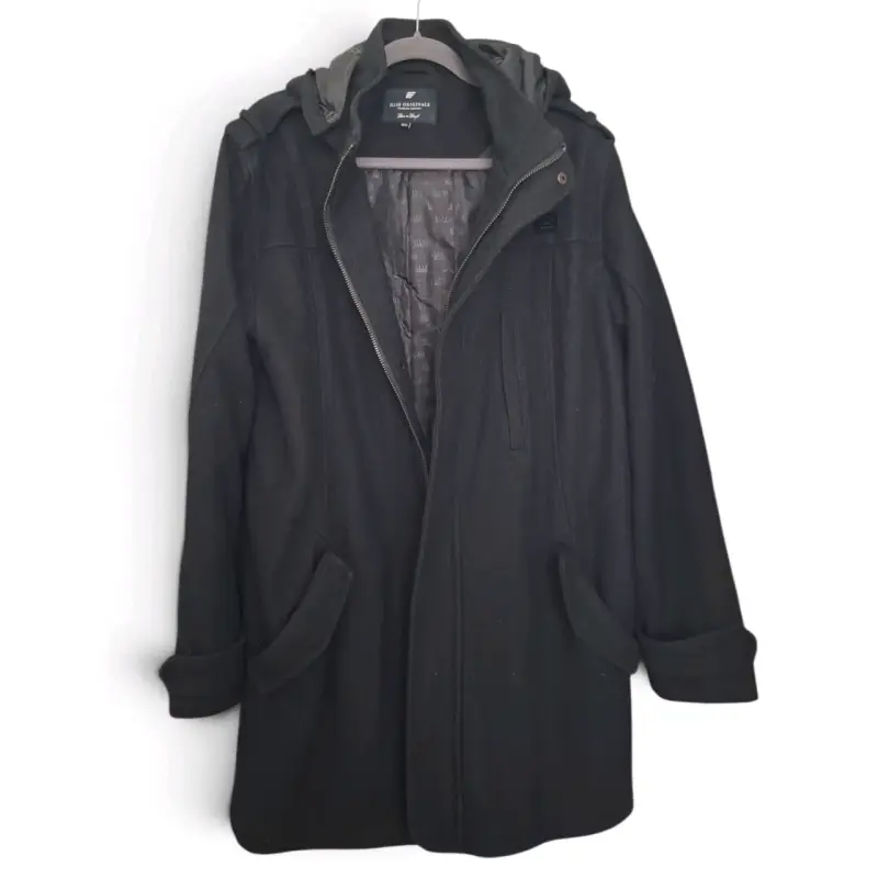 Abrigo negro con capucha para hombre - 2