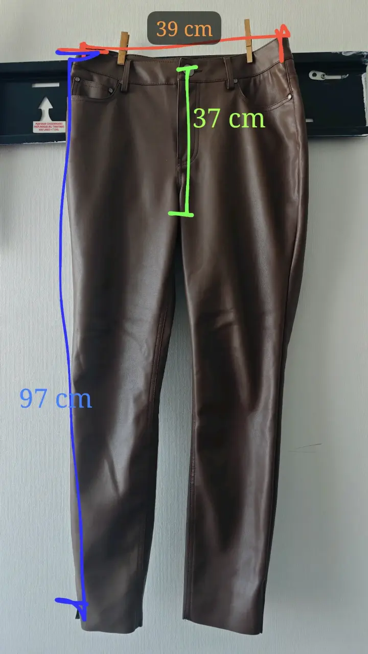 Pantalones de cuero marrón BARBADOS talla 40 - 1
