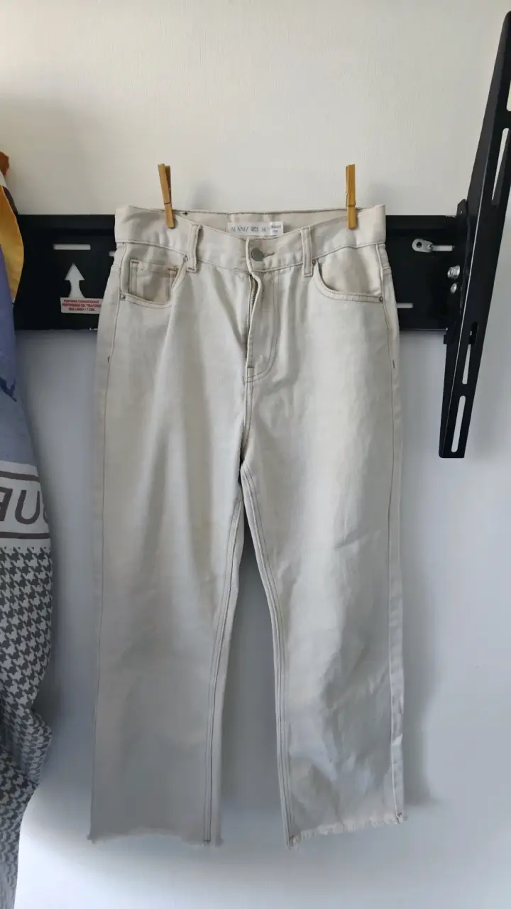 Jeans beige de mujer talla 36 ALANIZ cropped - 5