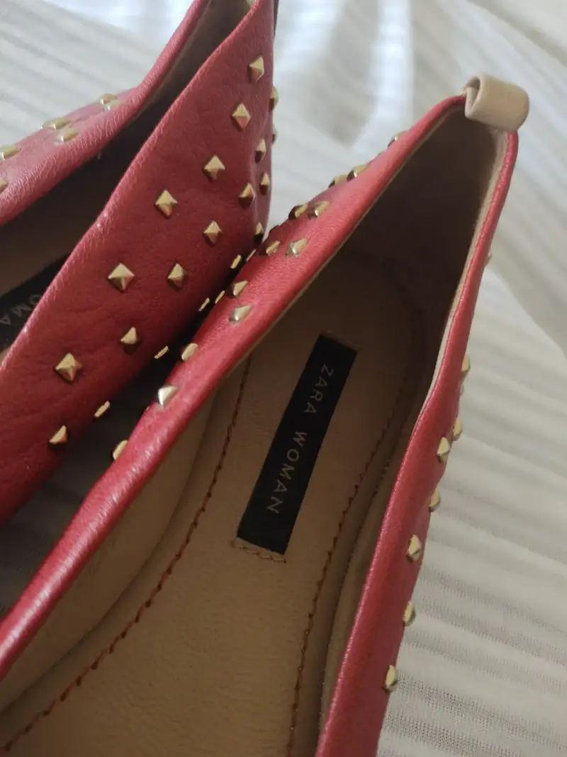 Bailarinas rojas con tachas Zara TALLA 35 - 36 - 3