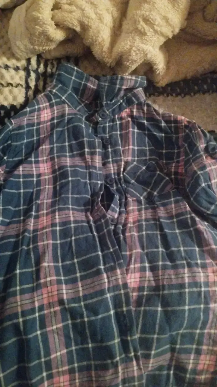 Camisa de franela a cuadros azul y rosa - 1