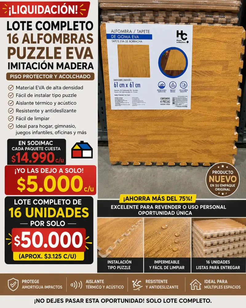 Lote de 16 alfombras puzzle EVA imitación madera - 1