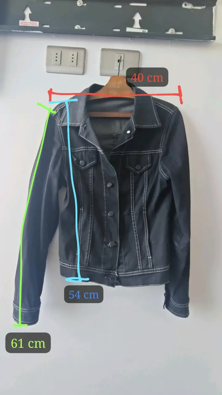 Chaqueta de mezclilla negra para mujer - 2