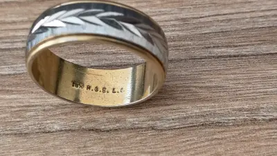 Anillo bicolor bañado en oro - miniatura 4