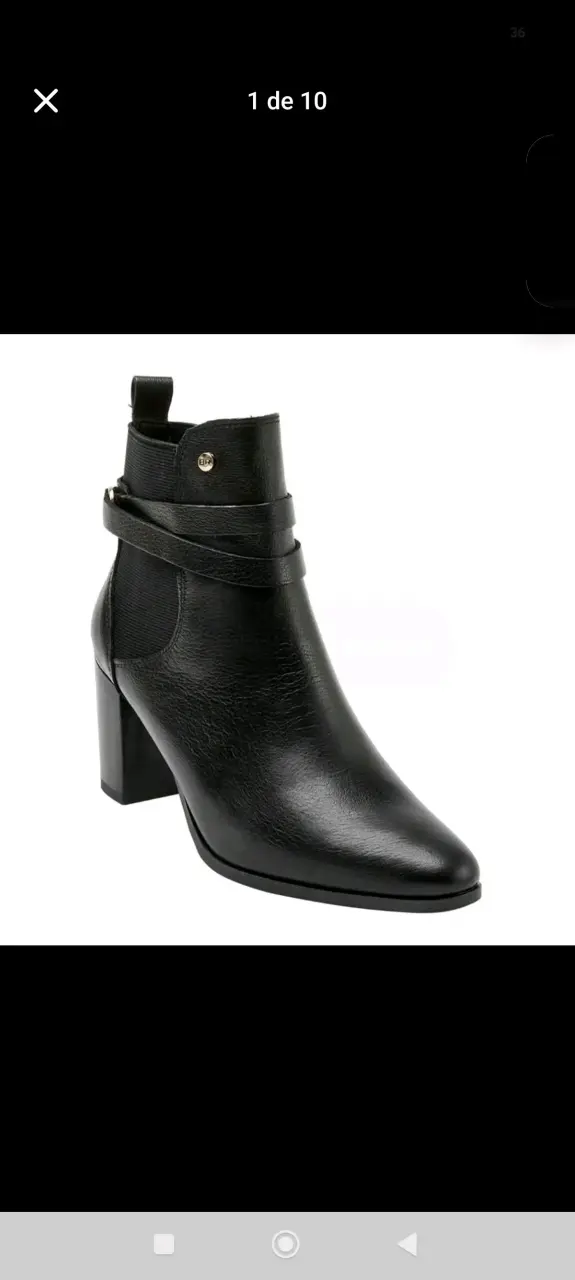 Botines negros de cuero con tacón - 1