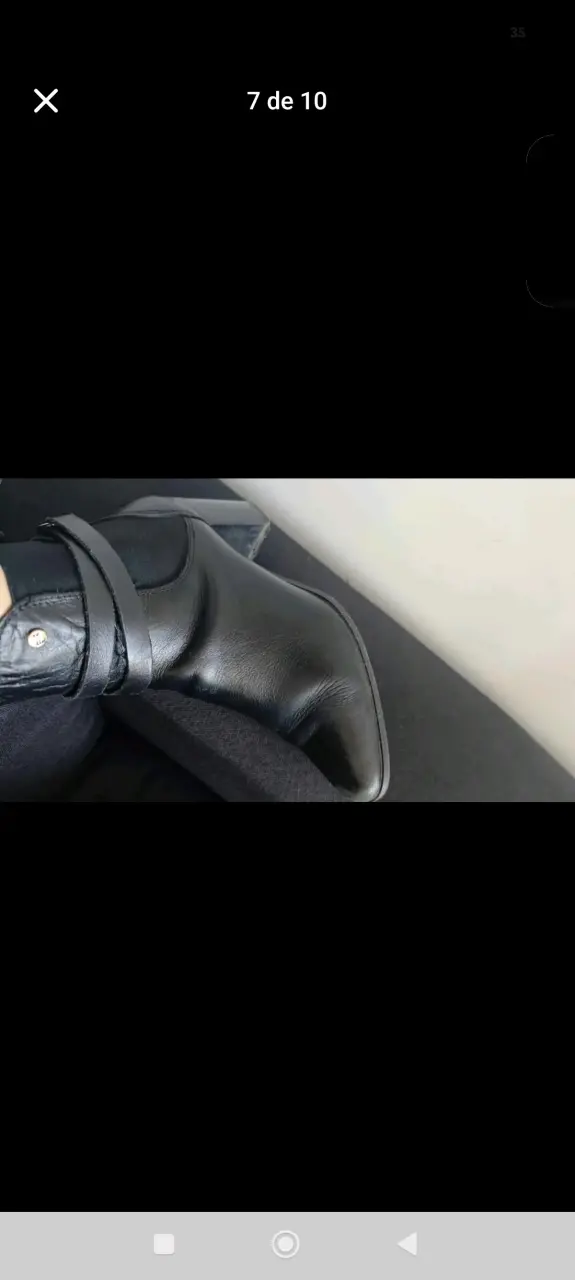 Botines negros de cuero con tacón - 3