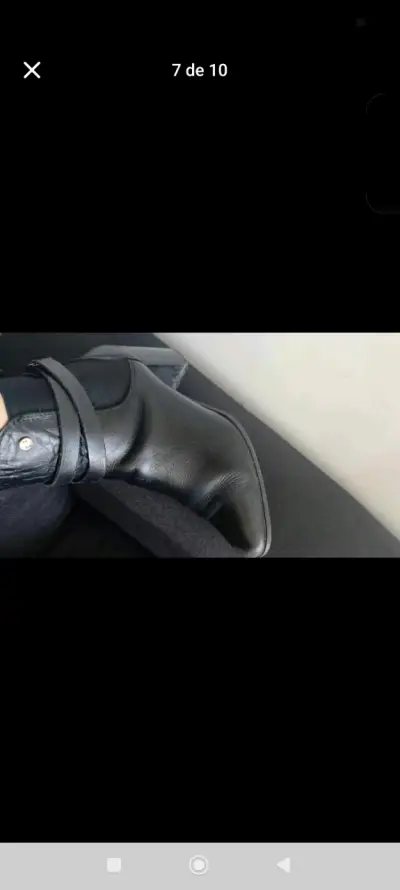 Botines negros de cuero con tacón - miniatura 3