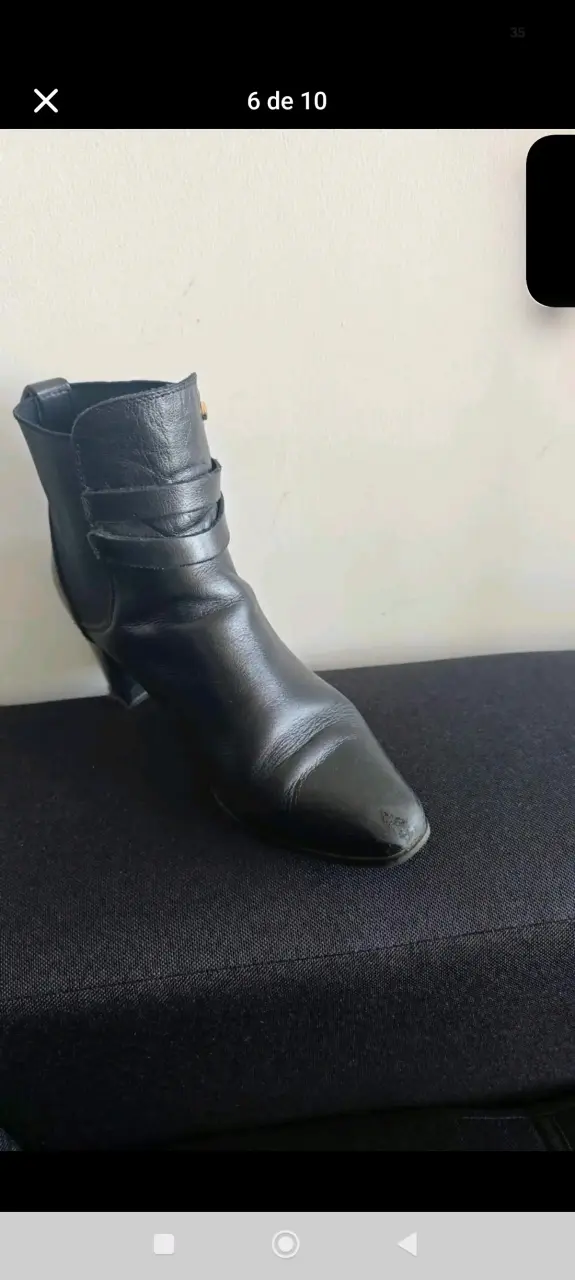 Botines negros de cuero con tacón - 5