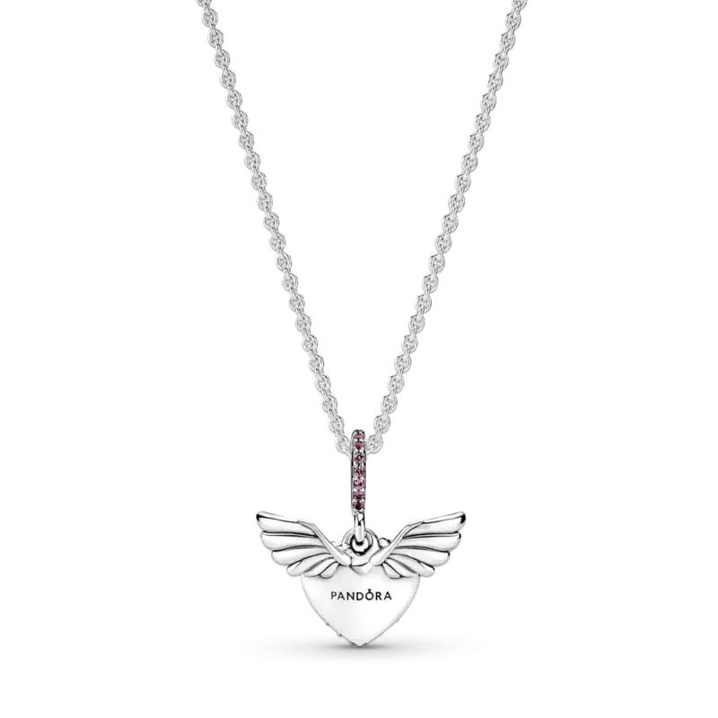 Collar de plata con colgante corazón alas de Angel - 2