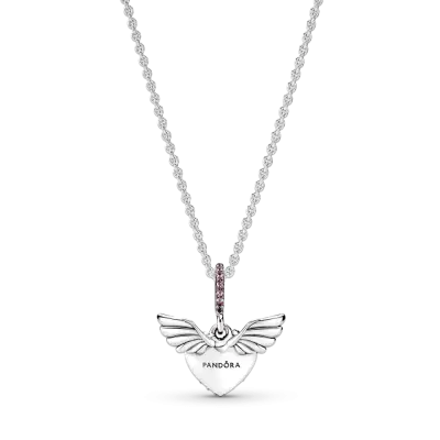 Collar de plata con colgante corazón alas de Angel - miniatura 2