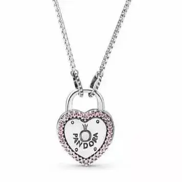 Collar Pandora corazon candado con dije de corazón - miniatura 2