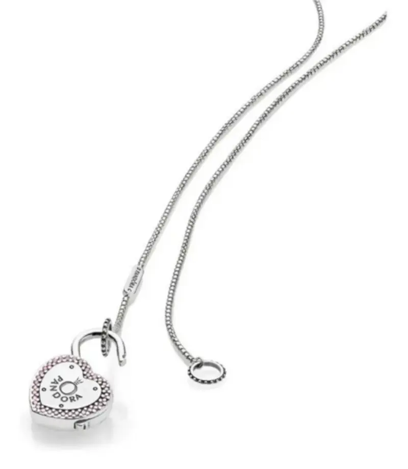 Collar Pandora corazon candado con dije de corazón - 5