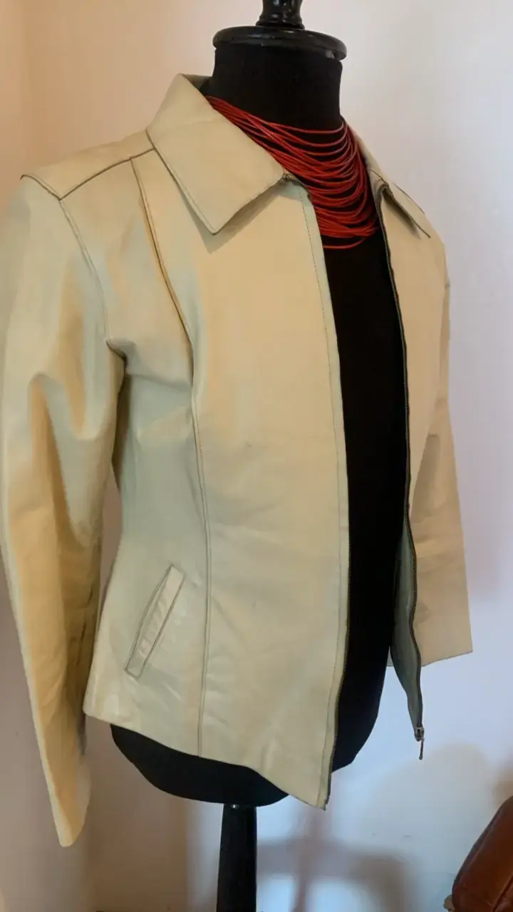 Chaqueta de cuero blanco invierno para mujer - 1