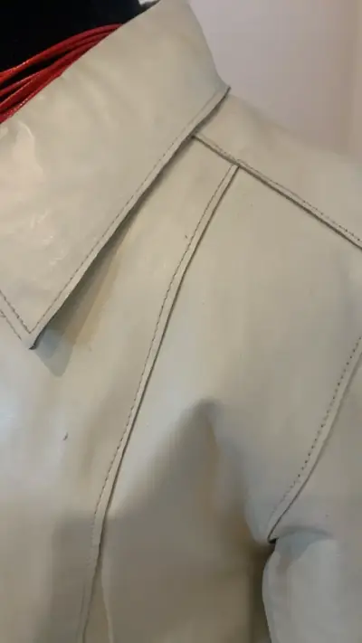 Chaqueta de cuero blanco invierno para mujer - miniatura 3