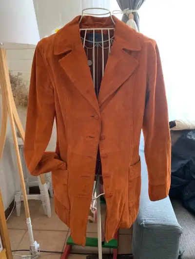Chaqueta de gamuza marron naranjo  para mujer - miniatura 1