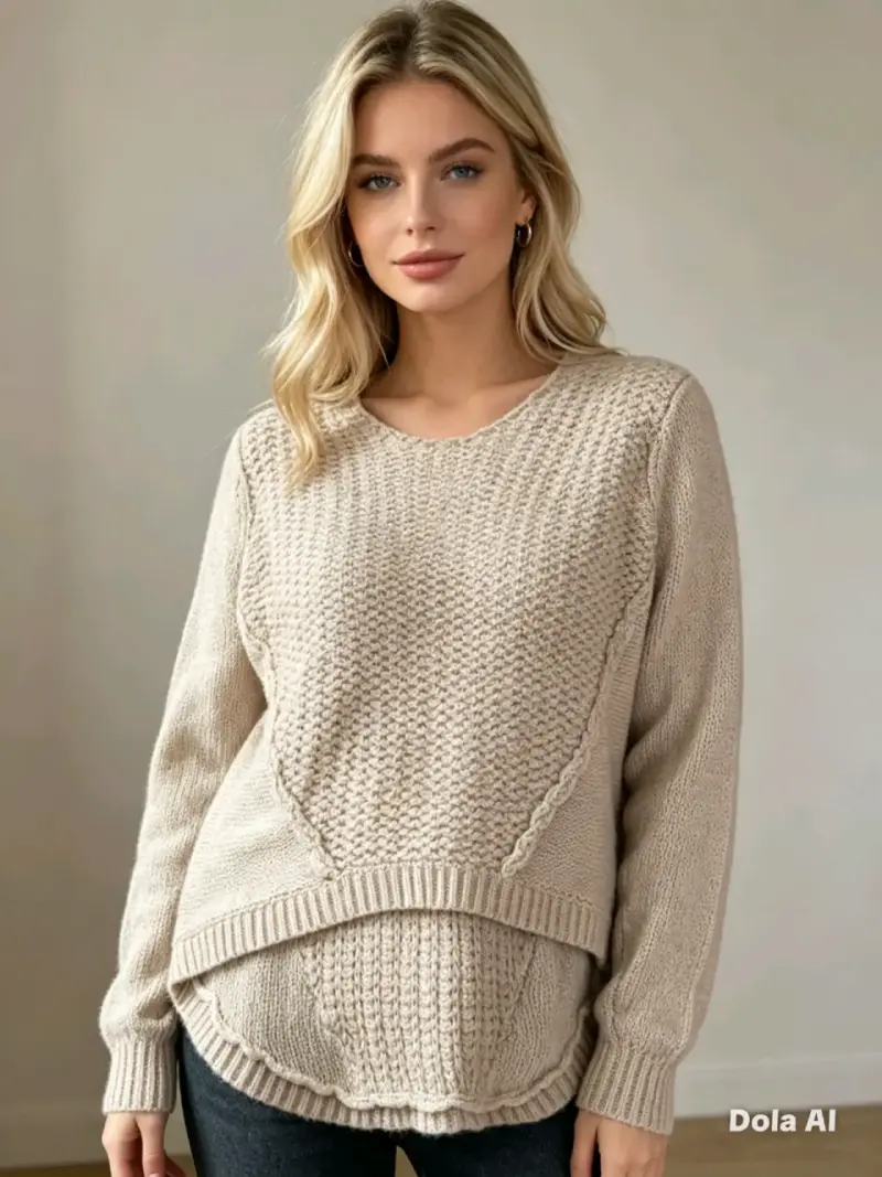 Suéter de punto beige para mujer