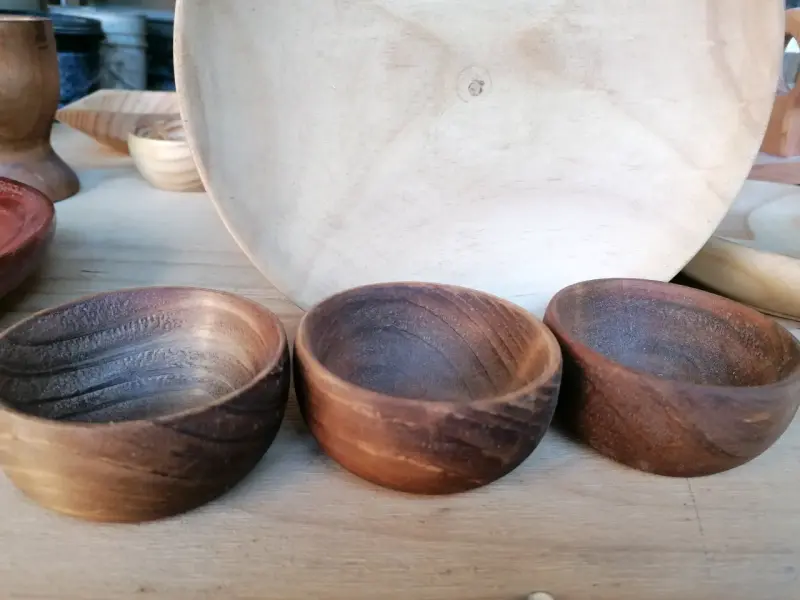 Set de 3 cuencos de madera rústicos - 3