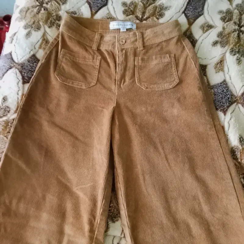 Pantalones de pana marrón para mujer vintage - 1