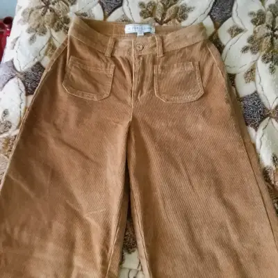 Pantalones de pana marrón para mujer vintage - miniatura 1
