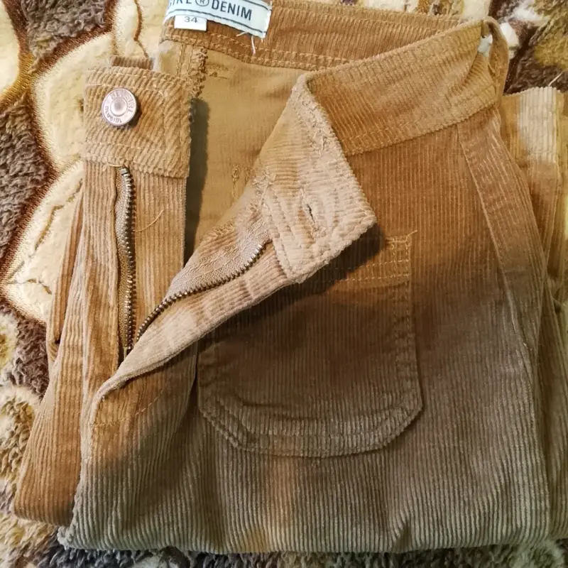 Pantalones de pana marrón para mujer vintage - 3