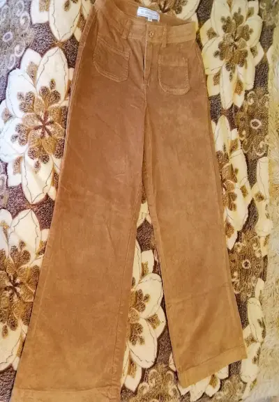 Pantalones de pana marrón para mujer vintage - miniatura 4