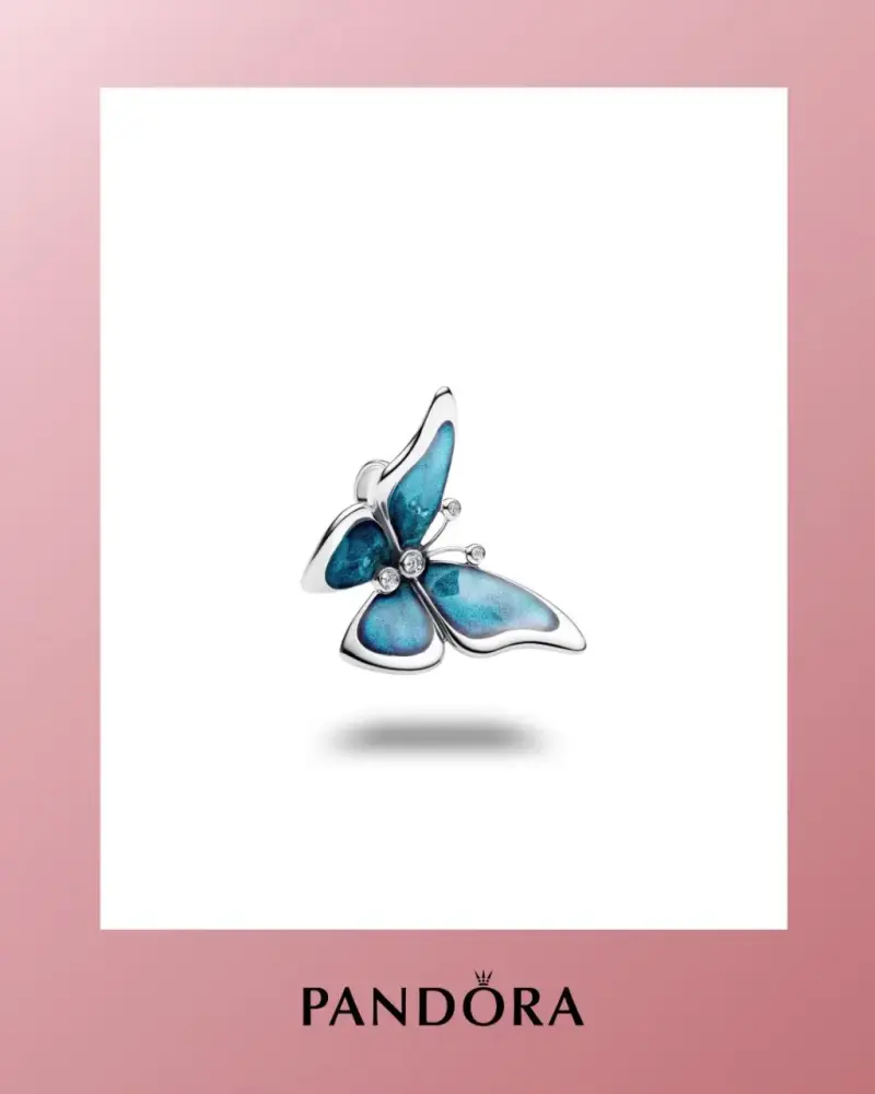 Anillo Pandora mariposa azul esmaltada - 1
