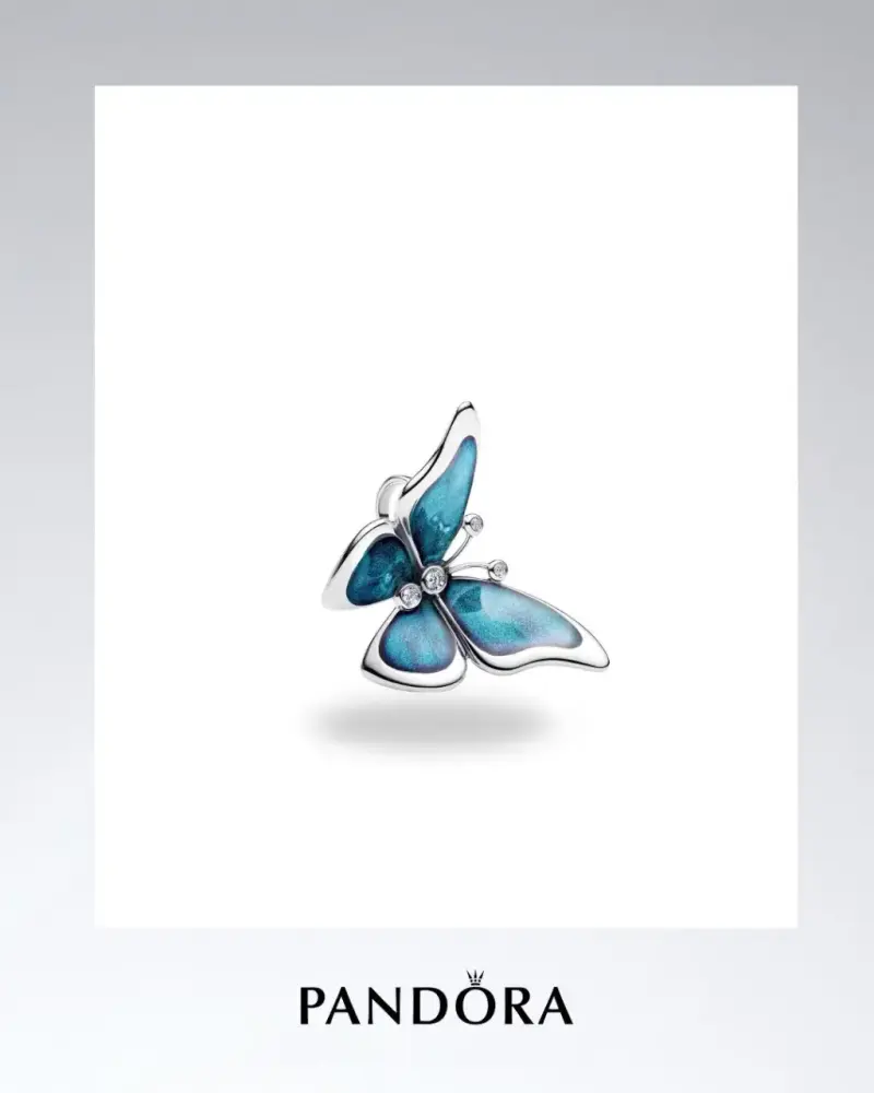 Anillo Pandora mariposa azul esmaltada - 2