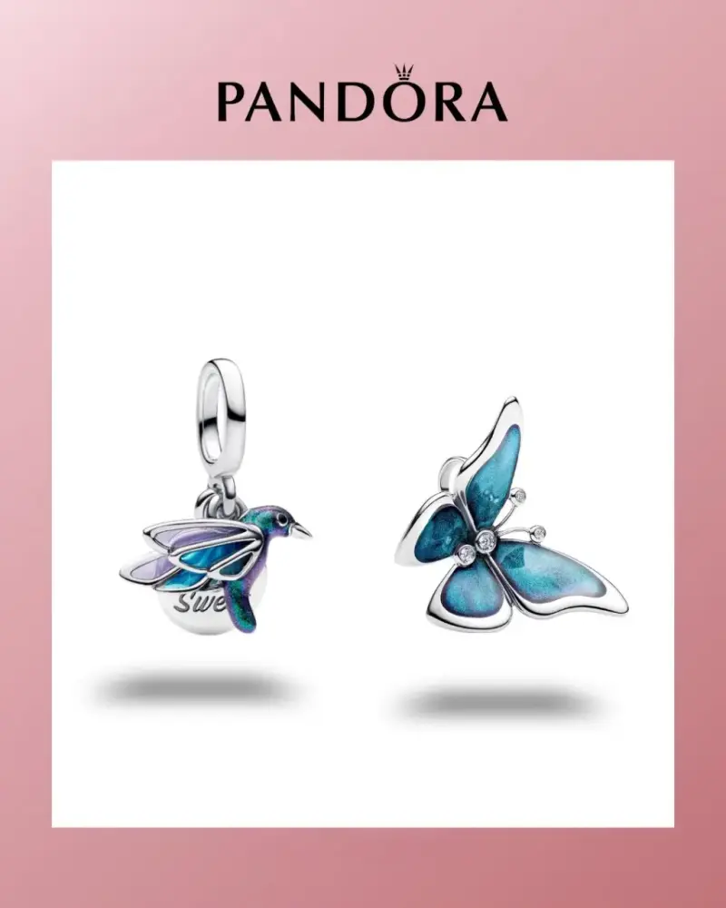 Anillo Pandora mariposa azul esmaltada - 3