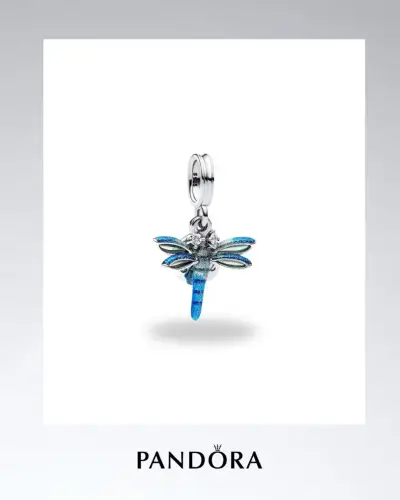 Charm Pandora libélula azul en plata - miniatura 1