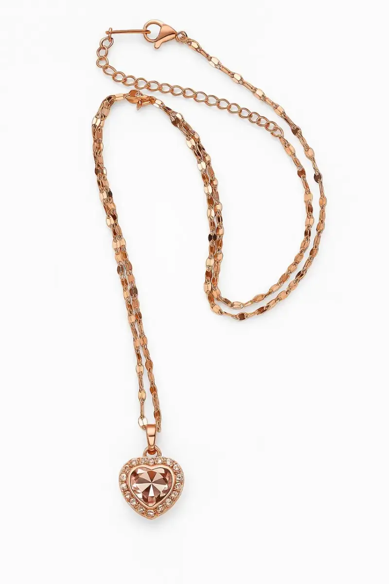 Collar de corazón con cristales dorado - 2