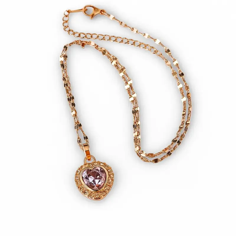 Collar de corazón con cristales dorado - 3